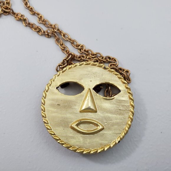 Face Necklace Rhinestone Dangle Beaded‎ Red Gold To - Picture 4 of 7